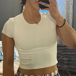 Abercrombie Cropped Baby Tee Ribbed White XS Top